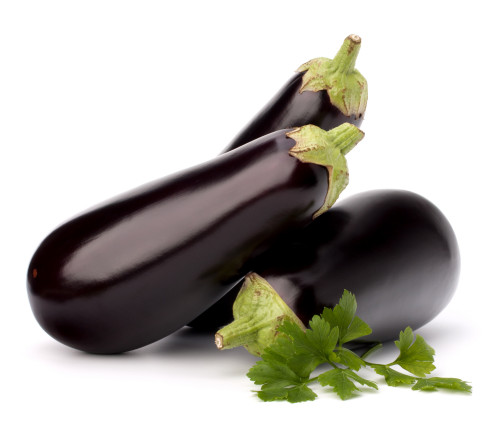 eggplant or aubergine and parsley leaf