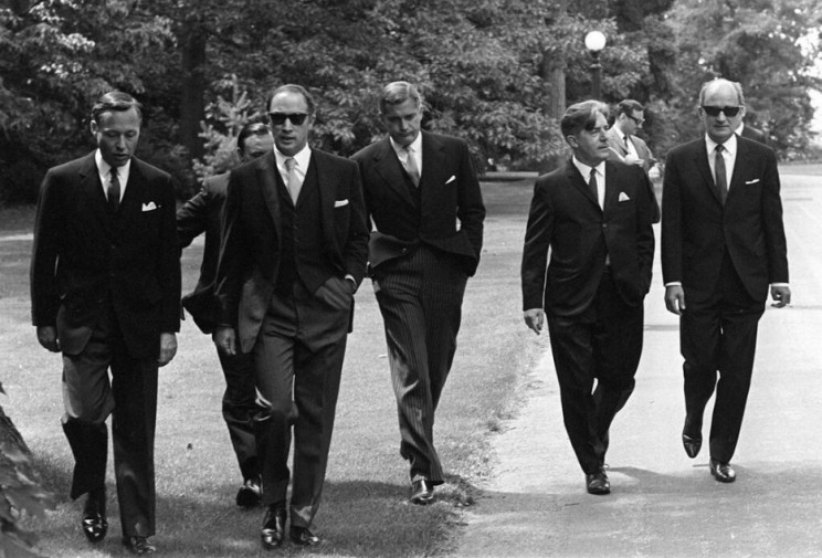 "Canadian Prime Minister Pierre Trudeau and his cabinet - 1968. These men knew how to wear a suit."