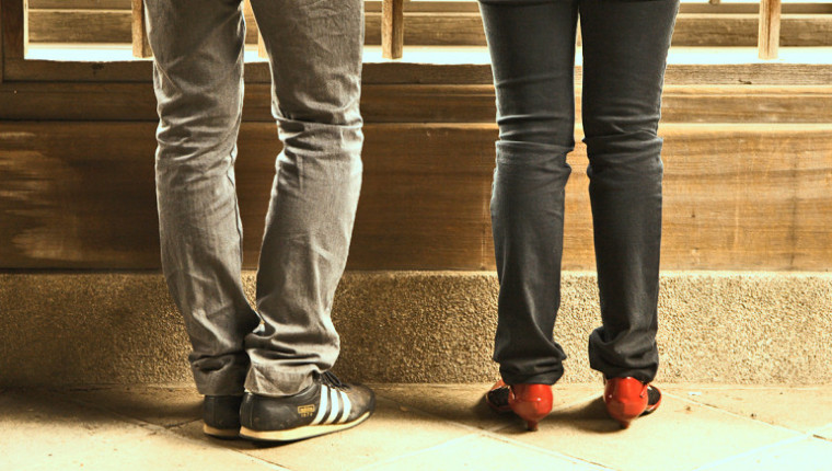 couple standing at window